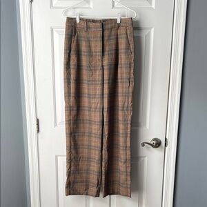Women’s Plaid Wide Leg Pants - Brown